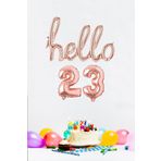 P.E.K.Shop 23 Yaş Doğum Günü Balonları - Hello 23 El Yazısı Rose Gold Renk Folyo Balon