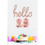 P.E.K.Shop 28 Yaş Doğum Günü Balonları - Hello 28 El Yazısı Rose Gold Renk Folyo Balon