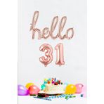 P.E.K.Shop 31 Yaş Doğum Günü Balonları - Hello 31 El Yazısı Rose Gold Renk Folyo Balon