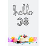 P.E.K.Shop 38 Yaş Doğum Günü Balonları - Hello 38 El Yazısı Gümüş Renk Folyo Balon