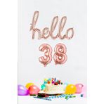 P.E.K.Shop 38 Yaş Doğum Günü Balonları - Hello 38 El Yazısı Rose Gold Renk Folyo Balon