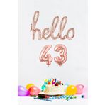 P.E.K.Shop 43 Yaş Doğum Günü Balonları - Hello 43 El Yazısı Rose Gold Renk Folyo Balon
