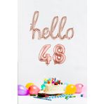 P.E.K.Shop 48 Yaş Doğum Günü Balonları - Hello 48 El Yazısı Rose Gold Renk Folyo Balon