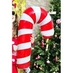 P.E.K.Shop Büyük Kırmızı Beyaz Baston Şeker Folyo Balon Yılbaşı Süslemesi Büyük Baston Şeker Balon 90cm