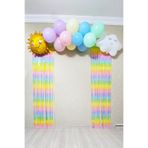 P.E.K.Shop Gökkuşağı Konsept Bulut Güneş Balonlu Makaron Fon Perdeli Balon Zinciri Seti