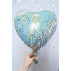 P.E.K.Shop Mavi Mermer Kalp Folyo Balon Retro Balon Kalp Şekilli 18inç 45cm