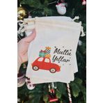 P.E.K.Shop Retro Hediye Dolu Araba Mutlu Yıllar Yazılı Yılbaşı Hediye Kesesi 10lu