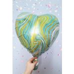 P.E.K.Shop Yeşil Mermer Kalp Folyo Balon Retro Balon Kalp Şekilli 18inç 45cm