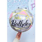 P.E.K.Shop Yuvarlak Happy Birthday Pembe Gold Doğum Günü Balonu 18\