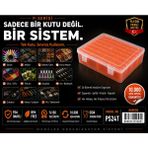 P-Serisi 24’lü Plastik Şeffaf Turuncu Kutu Seti 24 Küçük 1 Büyük Modüler Saklama, Organizer, Ambalaj Sistemi