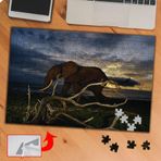 P008 Gün Batımında Sevimli Dev Fil 240 Parça Puzzle Yapboz Tablo