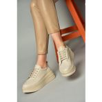 P274117509 Bej Yüksek Tabanlı Kadın Spor Ayakkabı Sneakers