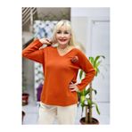 P40204 İtalyan PonPonlu Angora Kazak Oranj