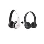P47 Wiriless 2 Adet P47 Extra Bass Wireless Bluetooth Kulaklık 5.0 Edr Siyah Beyaz 2 Adet Kablosuz Kulaklık Radyo