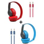 P47 WİRİLESS Ghazal 2 Adet P47 Extra Bass Wireless Bluetooth Kulaklık 5.0 Edr Kırmızı+mavi 2 Adet