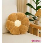 Pababo Dekoratif Papatya Şeklinde Peluş Yastık 40 cm – Yumuşak ve Konforlu Tasarım - 40 x 40 cm - Kahve - Krem