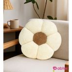 Pababo Dekoratif Papatya Şeklinde Peluş Yastık 40 cm – Yumuşak ve Konforlu Tasarım - 40 x 40 cm - Krem - Kahverengi