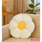 Pababo Dekoratif Papatya Şeklinde Peluş Yastık 40 cm – Yumuşak ve Konforlu Tasarım - 40 x 40 cm - Krem - Sarı