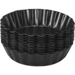 Pabiflo 12 Adet Yumurta Tart, 3 Inç Mini Tart Tavalar Çıkarılabilir Alt, Cupcake Kek Muffin Kalıp Teneke Tava Pişirme Aracı (Yurt Dışından) - black - Siyah