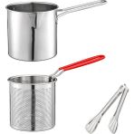 Pabiflo Derin Kızartma Tenceresi Süzgeç Sepeti Maşası Paslanmaz Çelik Japon Tempura Kızartma Potu Patates Kızartması Tavuk Için (Yurt Dışından) - Silver