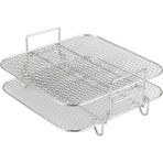 Pabiflo Paslanmaz Çelik Hava Fritöz Tenceresi Çift Katmanlı Raf Çok Yönlü Kare Kavurma Izgara Hava Fritözler Tutucu 5qt/5.7qt/6.8qt (Yurt Dışından) - Silver