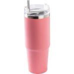 Pablo Pembe Paslanmaz Çelik Pipetli Termos Bardak 890ML - 890 ml