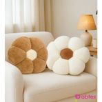 Pabtex 2'li Dekoratif Papatya Şeklinde Peluş Yastık 40 cm – Yumuşak ve Konforlu Tasarım - 40 x 40 cm - Kahve - Krem