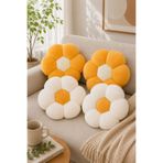 Pabtex Dekoratif Peluş Yastık Takımı 4’lü – Papatya Şekilli Konforlu Yastıklar