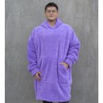 Pabtex Kapüşonlu Peluş Giyilebilir Battaniye – Ultra Yumuşak Oversize - Lila - 97 x 83 cm