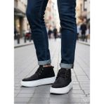 Pabucmarketi Bağcıklı Içi Kürklü Erkek Sneaker Bot Siyah Süet (Beyaz Taban) - Renkli