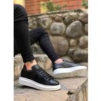 Pabucmarketi T1283301 Bağcıklı Siyah Beyaz Erkek Spor Ayakkabı