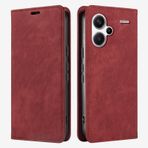 PaceBid Xiaomi Redmi Note 13 Pro + 5G ile Uyumlu Kılıf, Premium Vintage Deri Kılıf, [Kickstand] [Manyetik Kapatma] Cüzdan Kılıf Kapaklı Kapak Xiaomi Redmi Note 13 Pro + 5G Kırmızı