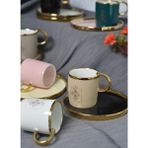 Paçi 6’lı Gold Detaylı Porselen Türk Kahvesi Fincan Takımı – Pastel Renkli, Çiçek Desenli Çeyizlik Kahve Fincanı Seti