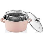 Paçi Emaye Pembe Kızartma Tenceresi 22 cm 4.5 Lt