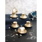 Paçi Gold Yaldızlı Kabartmalı 6 Kişilik Kahve Fincan Takımı - Gold - Beyaz - 80 ml