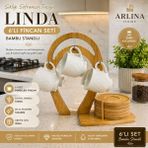 Paçi Linda Bambulu Porselen Askılı Kahve Fincanı 6 Kişilik - Beyaz - 100 ml