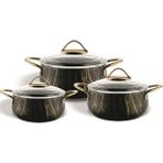 Paçi Metal Saplı 3'lü Güveç Set - Altın - 18 cm