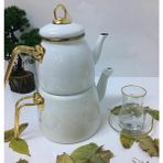 Paçi Tiryaki Elite Nostaljik Beyaz 3 lt Emaye Çaydanlık Takımı