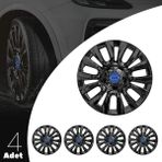 PackGar Ford Connect 15 Inç Uyumlu Jant Kapağı Amblemli Piano Black 4'lü Takım 206