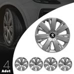 PackGar Peugeot 206 15 Inç Uyumlu Jant Kapağı Amblemli Gri 4 Adet 1 Takım 114