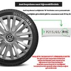 PackGar Volkswagen Jetta 15 Inç Uyumlu Jant Kapağı Amblemli Gri 4 Adet 1 Takım 124