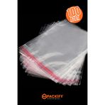 Packify 100 Adet 15x30 cm Bantlı Şeffaf Jelatin OPP Poşet Ambalaj Paketleme Poşeti Tekstil Takı Kırtasiye