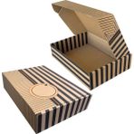 Packmai 26X18X6CM Karton Kutu 100ADET Desenli-Kilitli | E-Ticaret-Kargo-Hediye Kutusu Kraft Çizgi Desenli