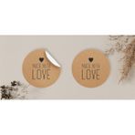 packmira etiket&ambalaj Kraft Sticker Paketleme & Kargo Etiketi (4X4CM) 48 Adet - Made With Love -