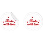 packmira etiket&ambalaj Kuşe Sticker Paketleme & Kargo Etiketi (4X4CM) 48 Adet - Made With Love -