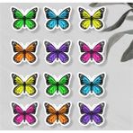 packmira etiket&ambalaj Renkli Kelebek Etiket Sticker Seti (4 Cm) - 24 Adet -