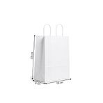 PACKOLAY Burgu Saplı Beyaz Baskısız Kraft Kağıt Çanta 19x9x23 - 100 Adet