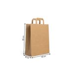PACKOLAY Flat Saplı Kahverengi Baskısız Kraft Kağıt Çanta 19x8x25 - 25 Adet