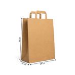PACKOLAY Flat Saplı Kahverengi Baskısız Kraft Kağıt Çanta 26x12x35 - 250 Adet