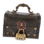 PACKOVE 1 Set Vintage Ahşap Saklama Kutusu Kilitli Elde Taşınabilir Mücevher Düzenleyici Antika Stil Hazine Sandığı Ev Dekorasyonu İçin Masif Ahşap Hazine Sandığı